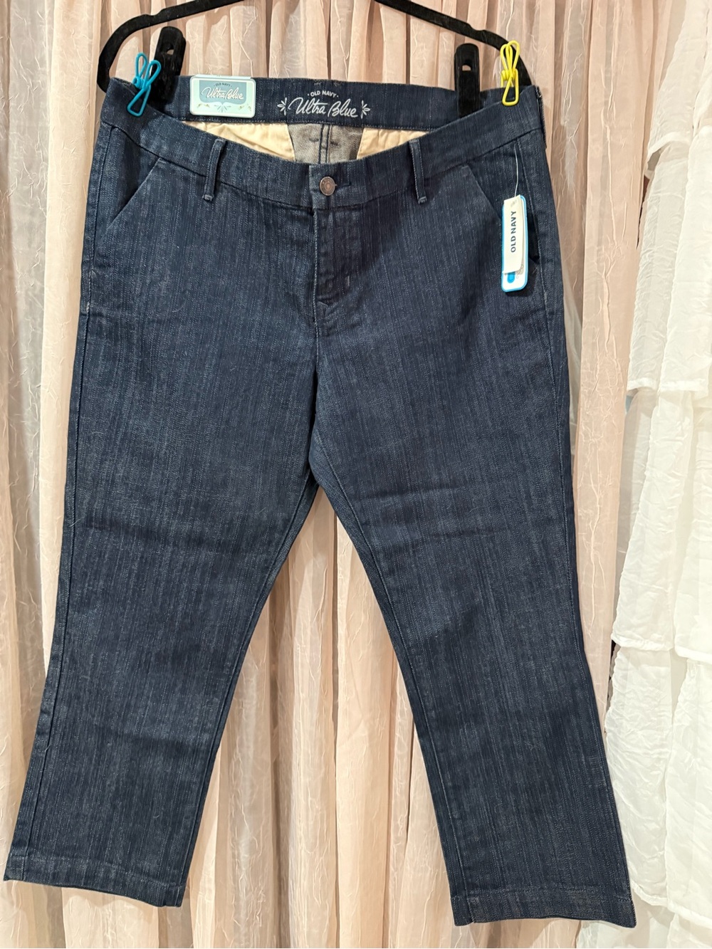 Old Navy Ultra Blue Dark Indigo Cropped Straight Jeans